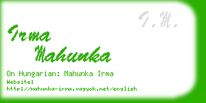 irma mahunka business card